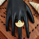 Js Fashion Heritage High Gold Kundan Stone And Meenakari Ring
