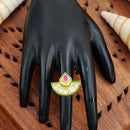 Js Fashion Heritage High Gold Kundan Stone And Meenakari Ring