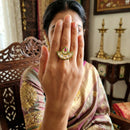 Js Fashion Heritage High Gold Kundan Stone And Meenakari Ring