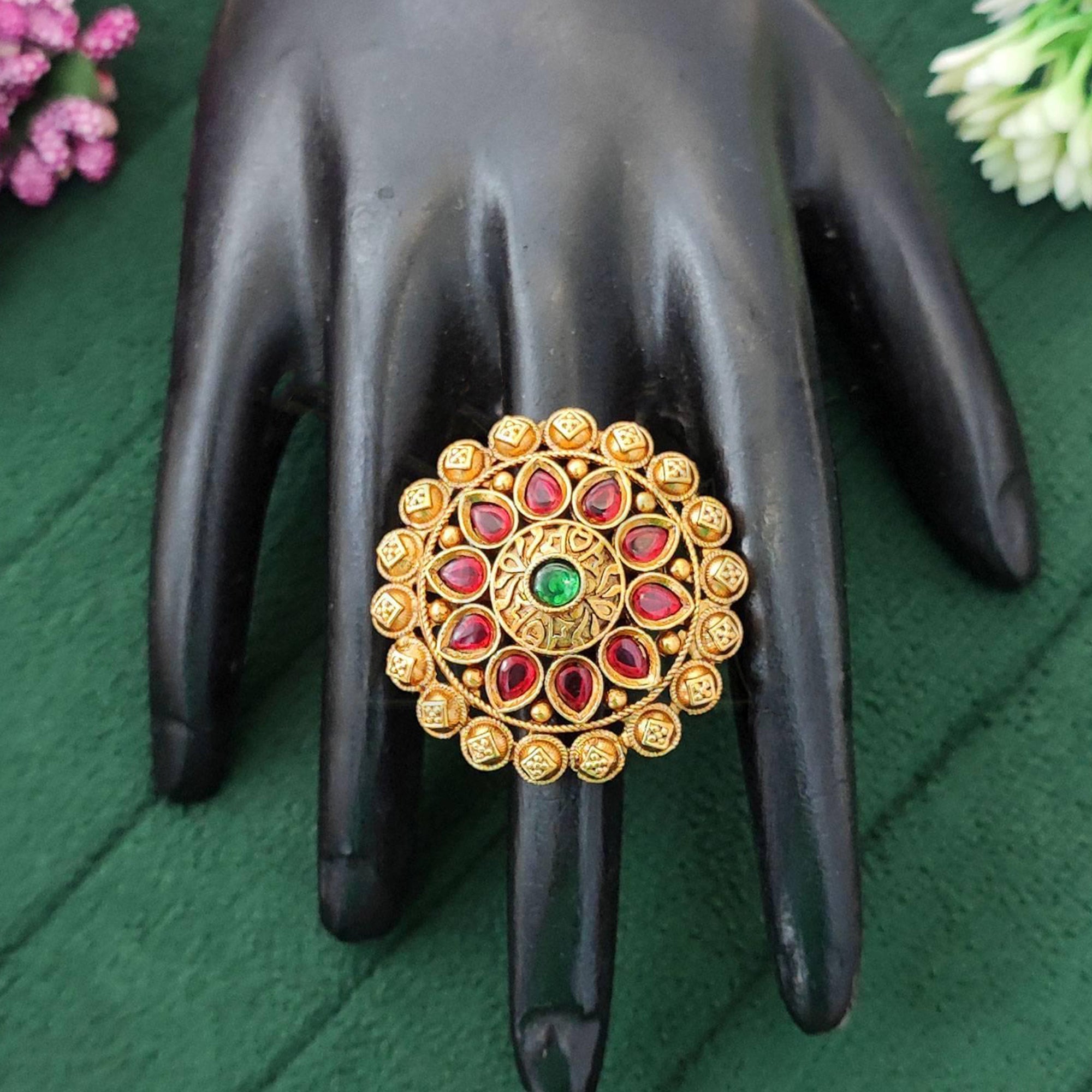 Js Fashion High Gold Royal Pota Stone Designer Ring