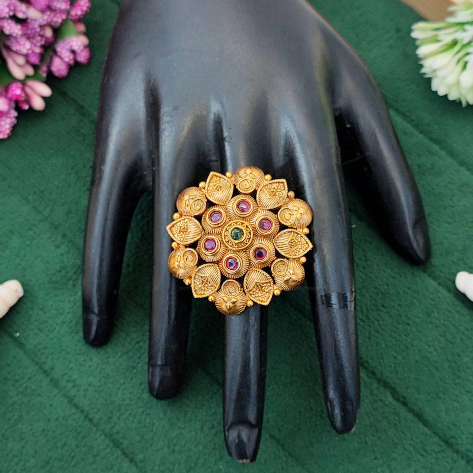 Js Fashion High Gold Royal Pota Stone Designer Ring