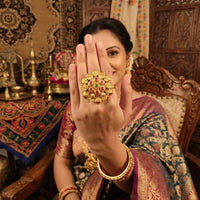 Js Fashion High Gold Royal Pota Stone Designer Ring