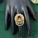 Js Fashion Heritage High Gold Kundan Stone And Meenakari Ring