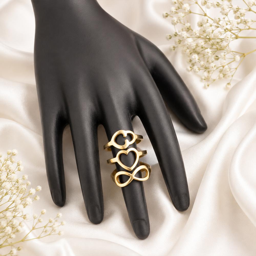 Js Fashion  Anti Tarnish Elegant High Gold Love Symbol Finger Ring