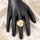 Js Fashion  Anti Tarnish High Gold White Stone Statement Finger Ring