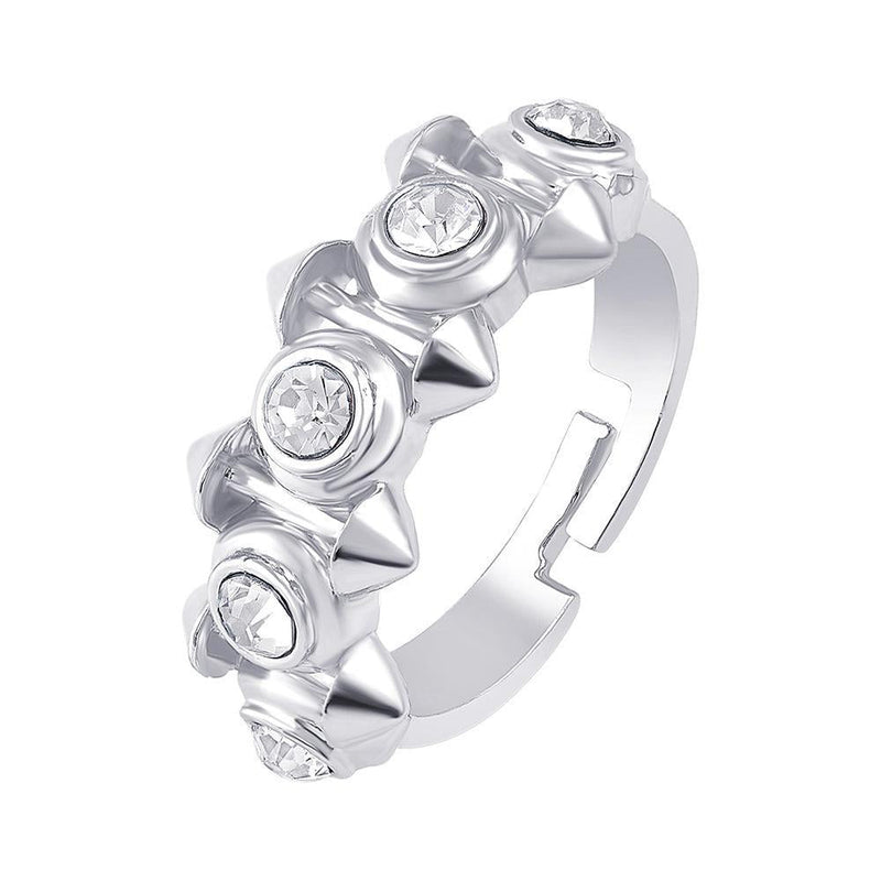 Darshana Jewels Silver Plated Austrian Stone Adjustable Ring