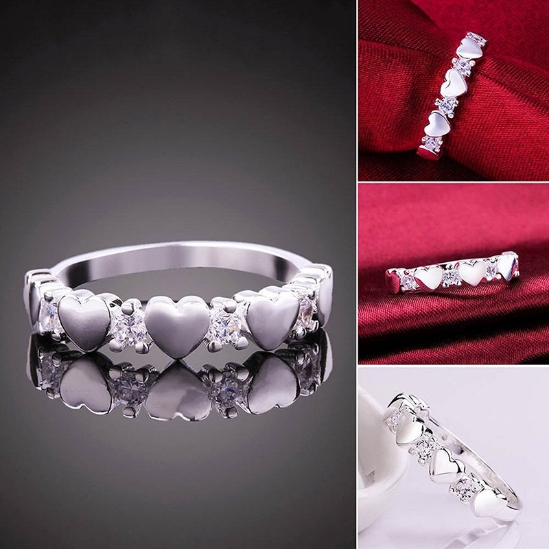 Mahi Valentine Gift Proposal Heart Link Adjustable Finger Ring with Crystal for Women (FR1103194R)