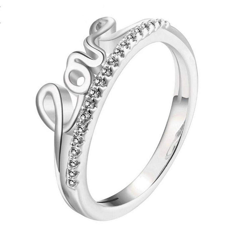 Mahi Valentine Gift Proposal Love Engraved Adjustable Finger Ring with Crystal for Women (FR1103200R)