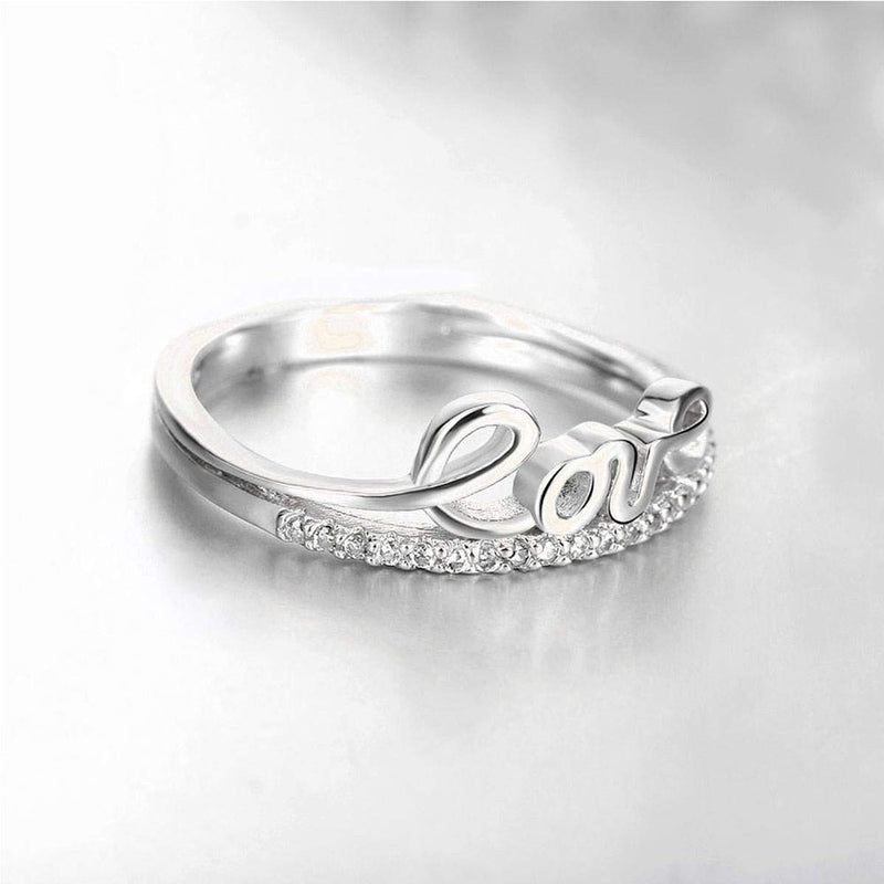 Mahi Valentine Gift Proposal Love Engraved Adjustable Finger Ring with Crystal for Women (FR1103200R)