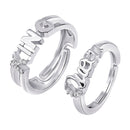 Darshana Jewels Valentine Special King and Queen Adjustable Couple Finger Rings for Love with Crystal