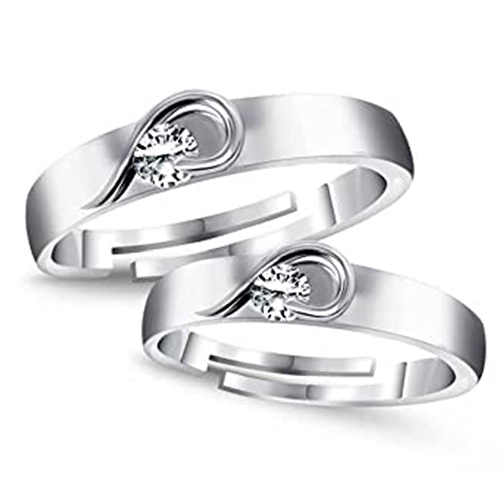 Mahi Valentine Gift Proposal Eternal Love Couple Ring set with Crystal for Men and Women (FRCO1103207R)