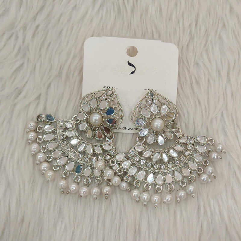 Dhwani Silver Plated Mirror Dangler Earrings