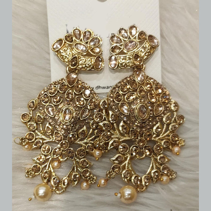 Dhwani Gold Plated Austrian Stone And Pearl Dangler Earrings