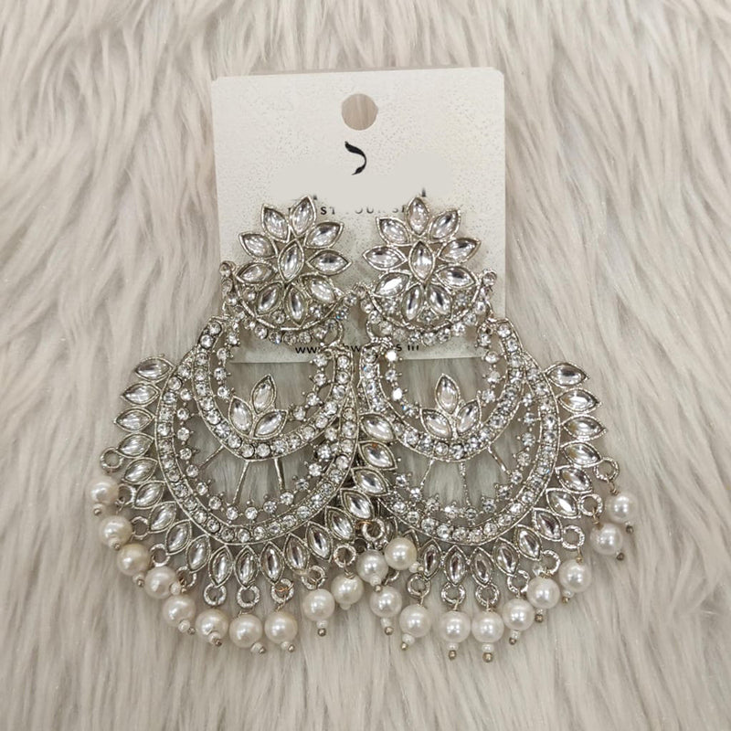 Dhwani Silver Plated Kundan Stone Dangler Earrings