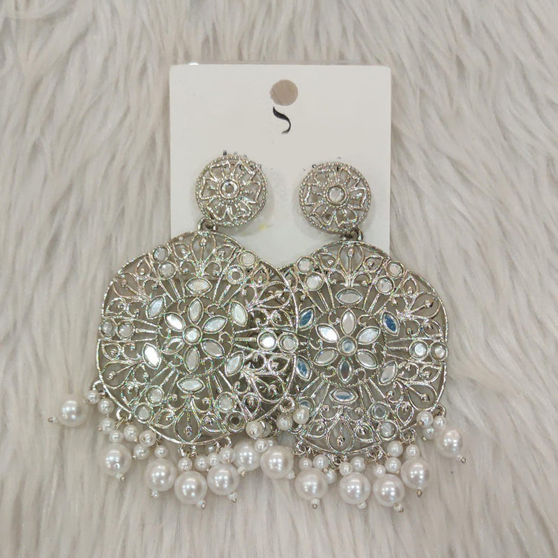 Dhwani Silver Plated Mirror Dangler Earrings