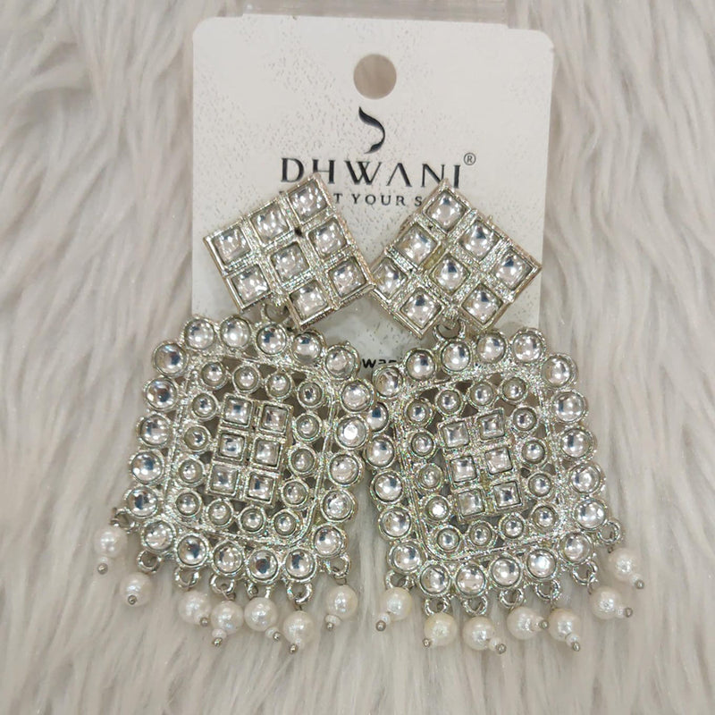 Dhwani Silver Plated Kundan Stone Dangler Earrings