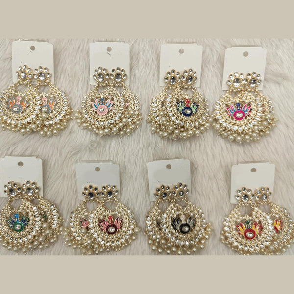 Dhwani Gold Plated Kundan Stone Meenakari Dangler Earrings  (Assorted Color)