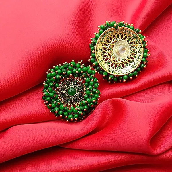 Subhag Alankar Dark Green Guchha Tops, Elegant Floral Stud Earring For Girls & Women Alloy Stud Earring