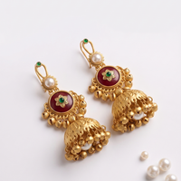 Wearhouse Fashion Classy Pota Stone And Pearl Jhumki Earrings