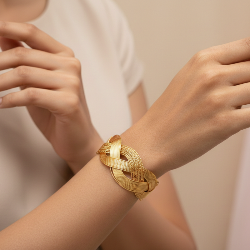 Urthn Gold Plated Adjustable Kada (Pack Of 6)