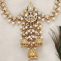 Js Fashion  Kundan Jewellery Design High Gold Polish Fancy Clustered Pearl Hair Accessories