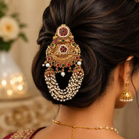 Js Fashion  Designer Temple Style High Gold Juda Hair Accessory