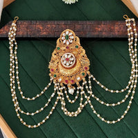 Js Fashion  Designer Temple Style Pearl Chain Juda Hair Accessory