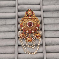 Js Fashion  High Gold Antique Floral Juda Pin with Pearl