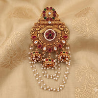 Js Fashion  High Gold Antique Floral Juda Pin with Pearl
