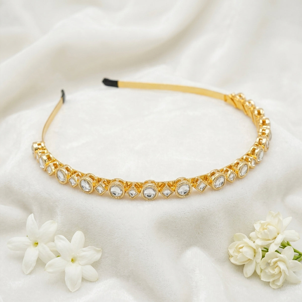 Js Fashion  Kundan High Gold Polish Hair Accessories