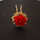 Js Fashion Pack of 12 Red Rose Juda Pins for Hair – Fancy Metal Flower Bun Pins for Women & Girls | Stylish Hair Accessories for Traditional & Party Looks | Perfect for Weddings, Festivals, and Special Occasions | Bun | Juda Accessory | Tiara