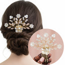 Js Fashion Bridal Pearl Crystal Hair pin for Women | Pink Floral Wedding Hair comb | Elegant Hair Accessory for Bride, Bridesmaid & Party Looks