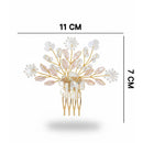 Js Fashion Bridal Pearl Crystal Hair pin for Women | Pink Floral Wedding Hair comb | Elegant Hair Accessory for Bride, Bridesmaid & Party Looks