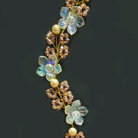 Js Fashion Pack Of 1  Bridal Pearl Floral Hair Vine for Women & Girl | Crystal Bridal Headpiece with Gold Wire | Wedding Bun & Updo Accessory | Handmade Pearl Crystal Hair Vine for Brides & Bridesmaids