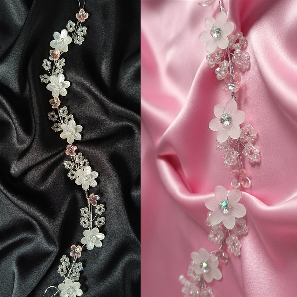 Js Fashion Pack of 1 Pearl Floral Bridal Hair Vine for Women & Girls | Crystal Headpiece with Gold Wire | Elegant Wedding Bun & Updo Accessory | Handmade Pearl-Crystal Hair Vine for Brides and Bridesmaids