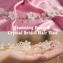 Js Fashion Pack of 1 Pearl Floral Bridal Hair Vine for Women & Girls | Crystal Headpiece with Gold Wire | Elegant Wedding Bun & Updo Accessory | Handmade Pearl-Crystal Hair Vine for Brides and Bridesmaids