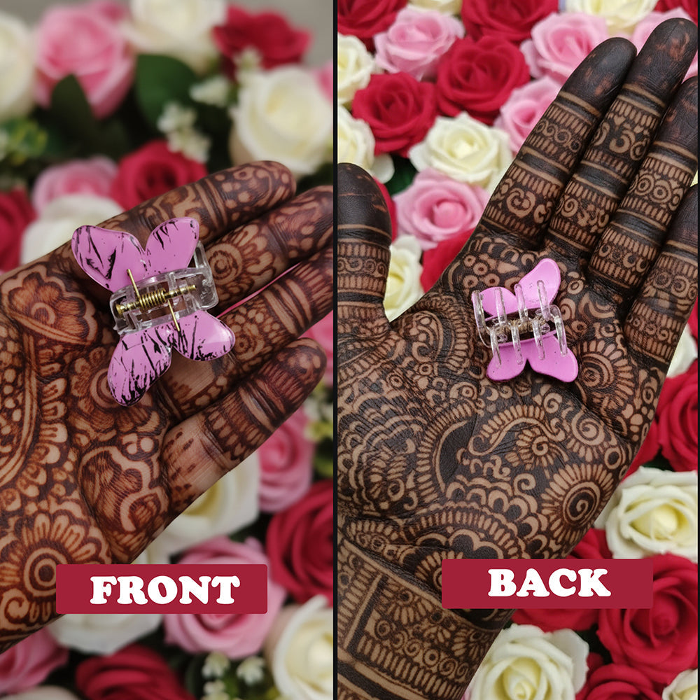 Js Fashion Trendy Double Shaded Butterfly Multi-Color Acrylic Hair Clips for Women & Girls – Pack of 12 Mini Hair Clutchers