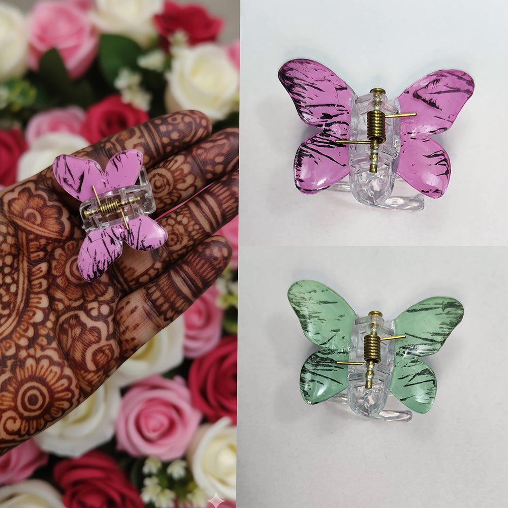 Js Fashion Trendy Double Shaded Butterfly Multi-Color Acrylic Hair Clips for Women & Girls – Pack of 12 Mini Hair Clutchers