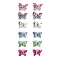 Js Fashion Trendy Double Shaded Butterfly Multi-Color Acrylic Hair Clips for Women & Girls – Pack of 12 Mini Hair Clutchers