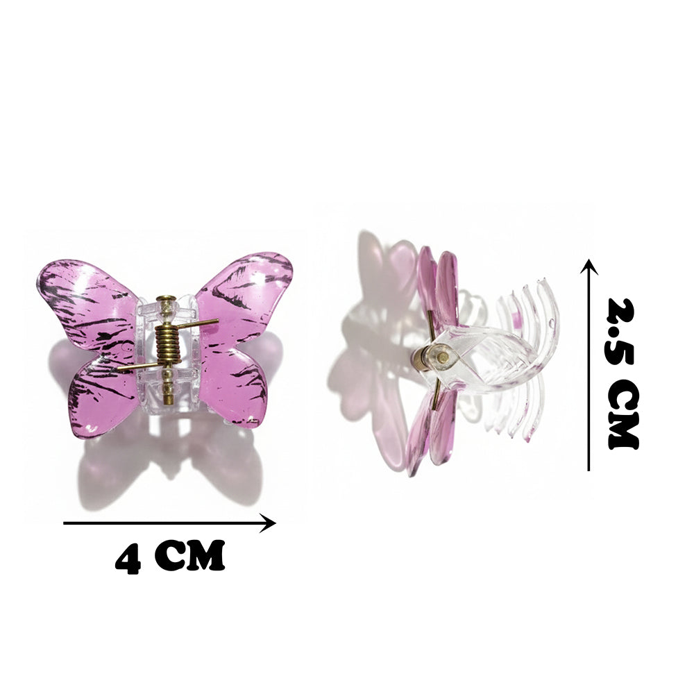 Js Fashion Trendy Double Shaded Butterfly Multi-Color Acrylic Hair Clips for Women & Girls – Pack of 12 Mini Hair Clutchers