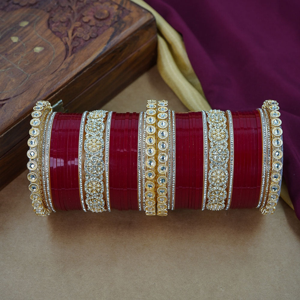 House of Jewellery Glam Kundan Stone Acrylic Wedding Bangles Set
