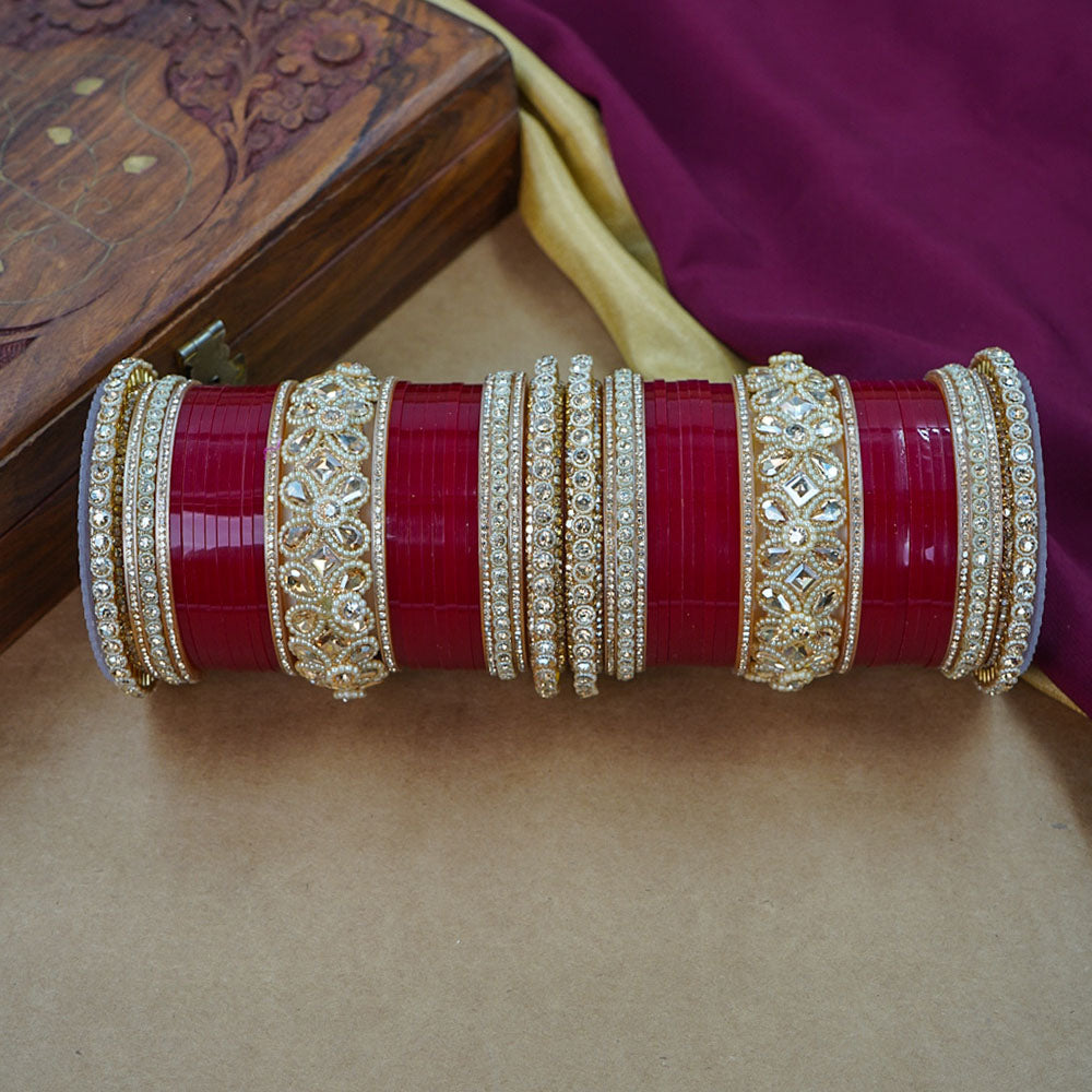 House of Jewellery Glam Crystal Stone Acrylic Wedding Bangles Set