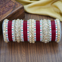 House of Jewellery Glam Crystal Stone And Pearl Acrylic Wedding Bangles Set