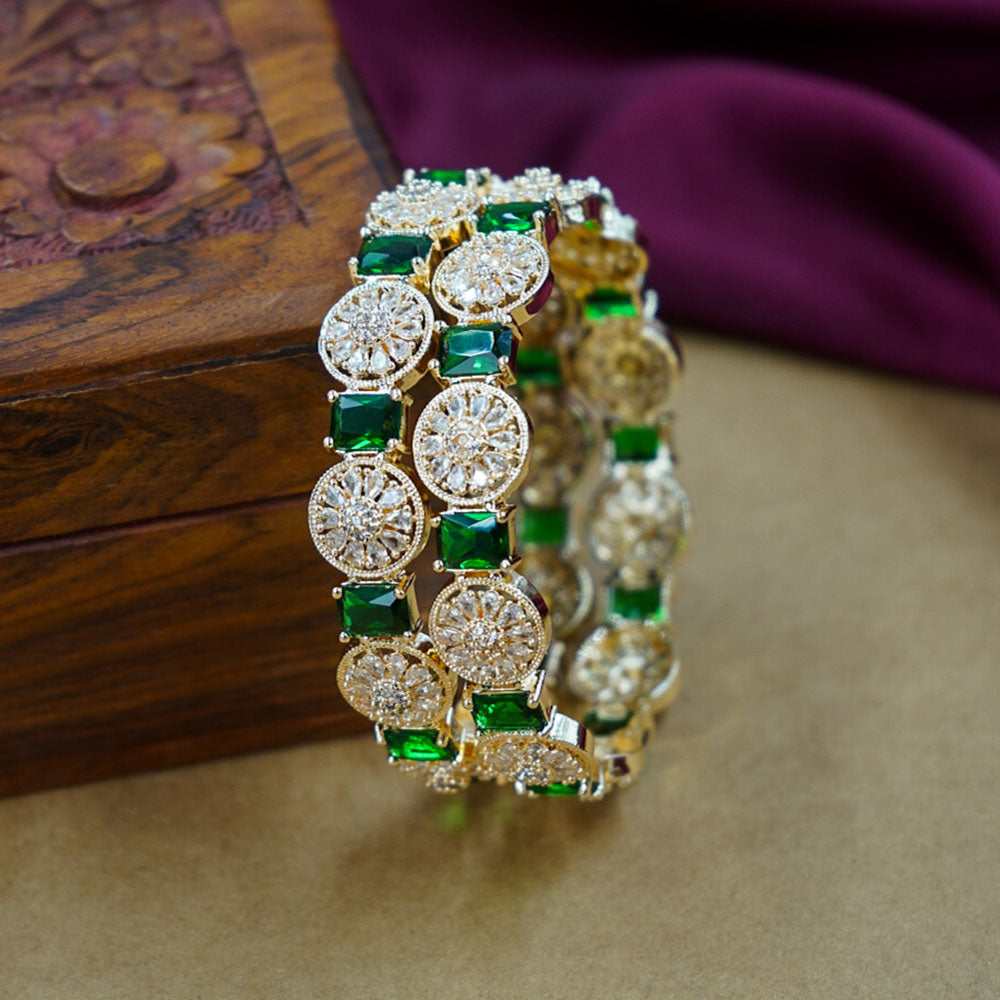 House of Jewellery Regal American Diamond Sparkle Bangles Set