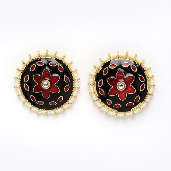 House Of Ree New Stylish Black and Maroon Meenakari Stud Earrings for Womens | Women | Girls ER109