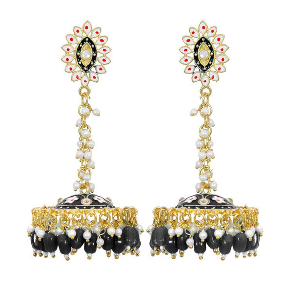 House Of Ree Stylish Partywear Black Meenakari Jhumki Earrings for Womens | Women | Girls ER121