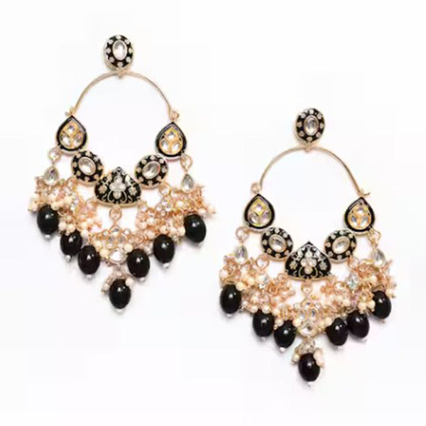 House Of Ree New Stylish Ethnic Partywear Black Hoops Kundan Earrings for Womens | Women | Girls ER142