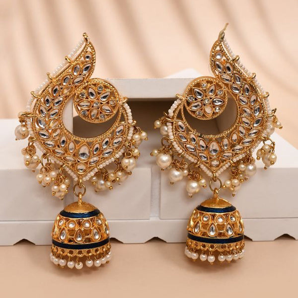 House Of Ree Peacock Dark Blue Jhumki Drop Earrings for Womens | Women | Girls ER156