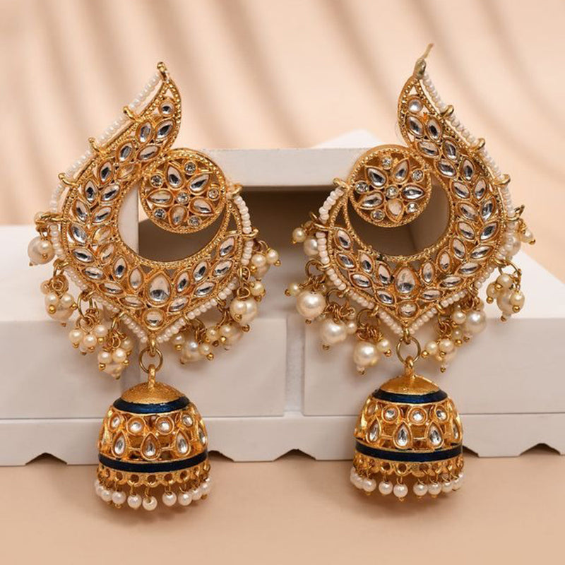 House Of Ree Peacock Dark Blue Jhumki Drop Earrings for Womens | Women | Girls ER156