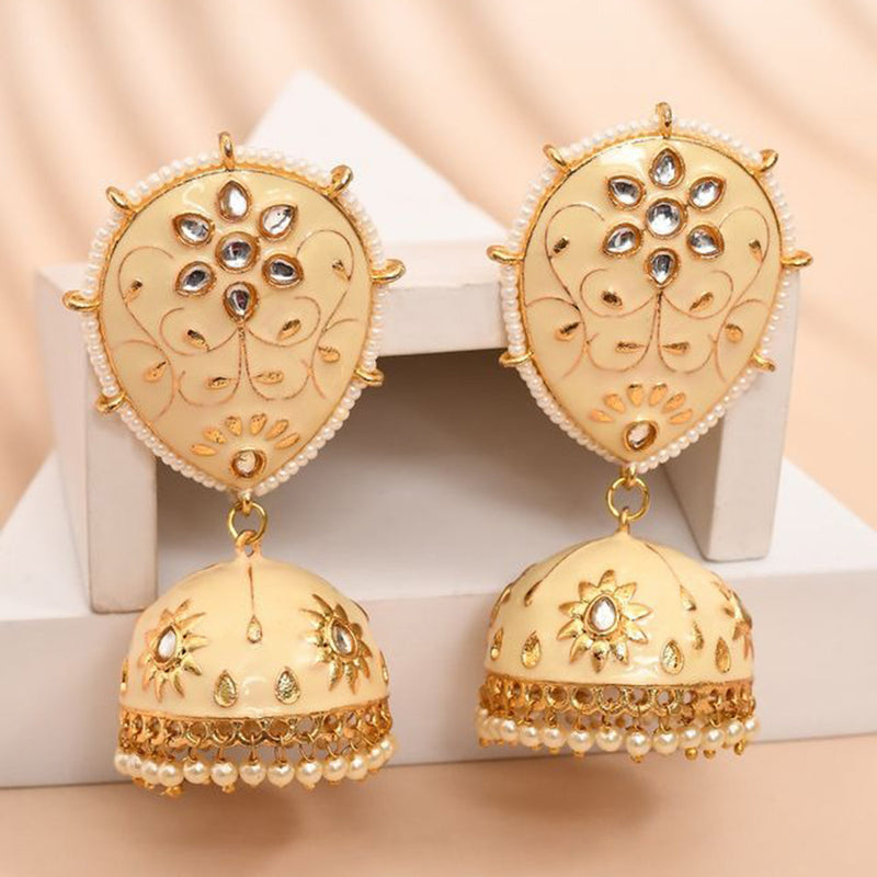 House Of Ree Beige Jhumka Earrings for Womens for Ethnic Party | Women | Girls ER152